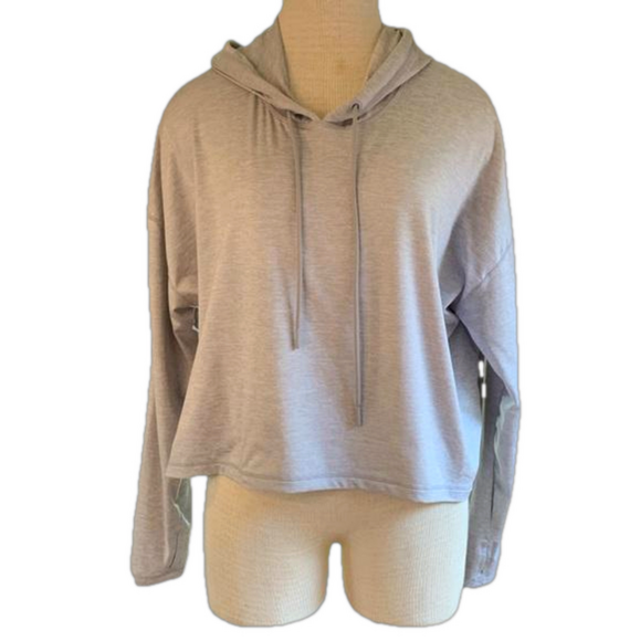 Athleta Tops - Athleta sz M light grey hooded cropped sweatshirt